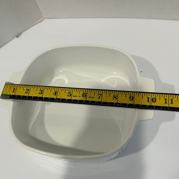 Corning Ware Casserole Dish Shadow Iris Pattern 2.0 liter White Purple Green USA - Picture 6 of 12